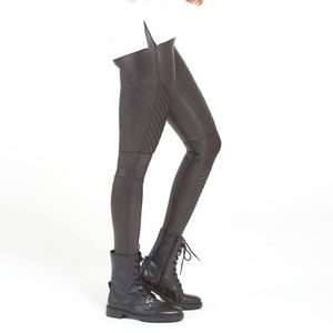 Spanx Faux Leather Moto Black Leggings (Large)